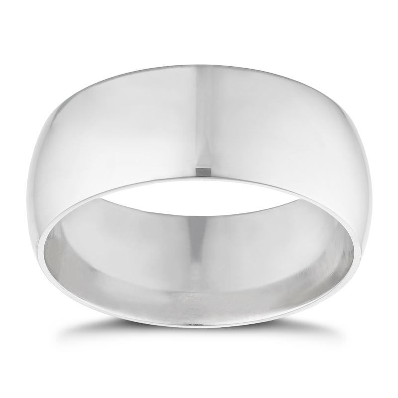 9ct White Gold 8mm Extra Heavyweight D Shape Ring
