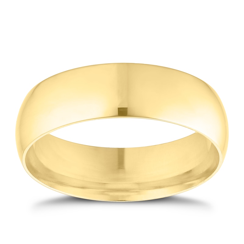 9ct Yellow Gold 6mm Extra Heavyweight D Shape Ring