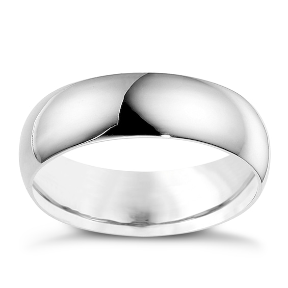 18ct White Gold 7mm Extra Heavyweight D Shape Ring