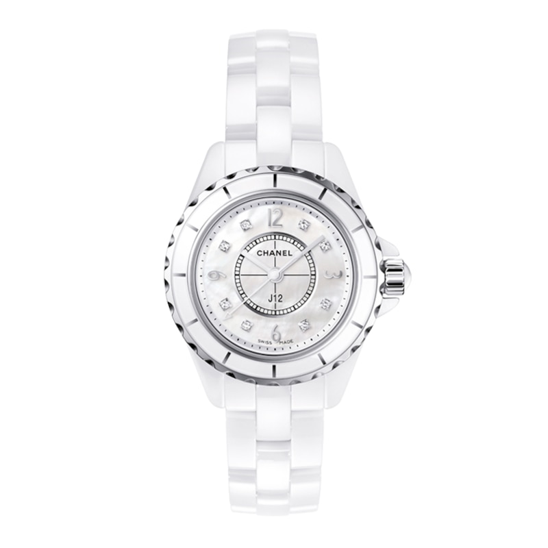 CHANEL J12 White Ceramic Diamond Set Bracelet Watch