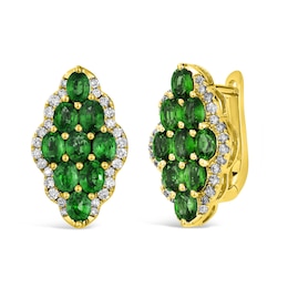Le Vian 18ct Yellow Gold 0.45ct Diamond & Emerald Cluster Earrings