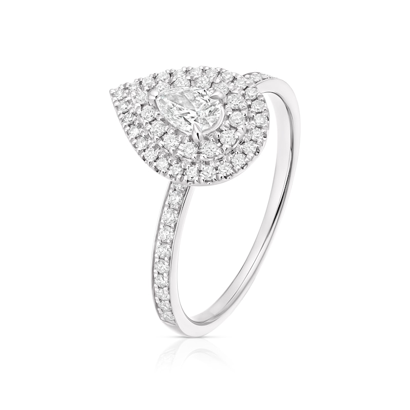 Main Image 2 of Engagement Ring Platinum 0.50ct Diamond Pear Double Halo Ring