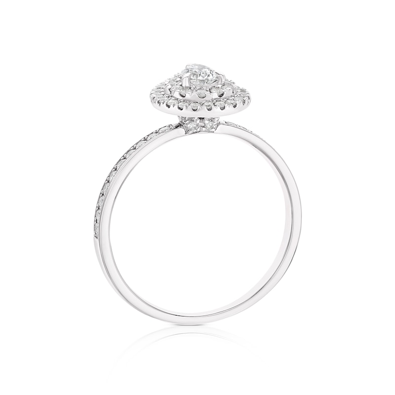Main Image 3 of Engagement Ring Platinum 0.50ct Diamond Pear Double Halo Ring