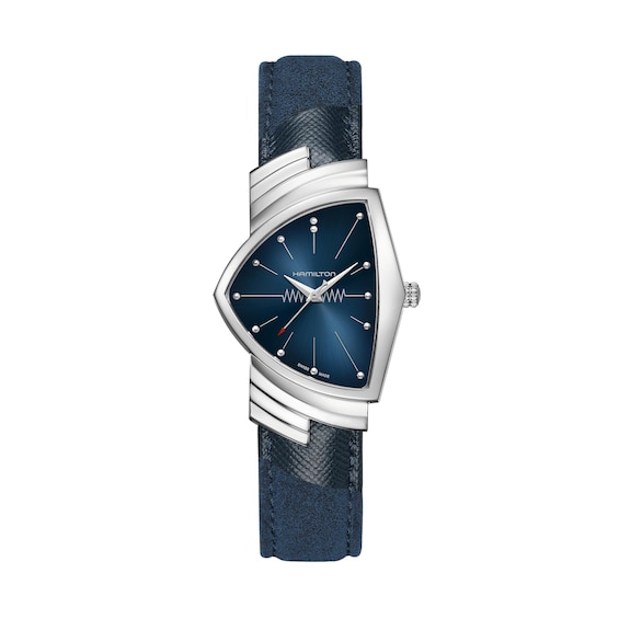 Men's Hamilton Ventura Triangle Dial & Blue Suede Leather Strap Watch