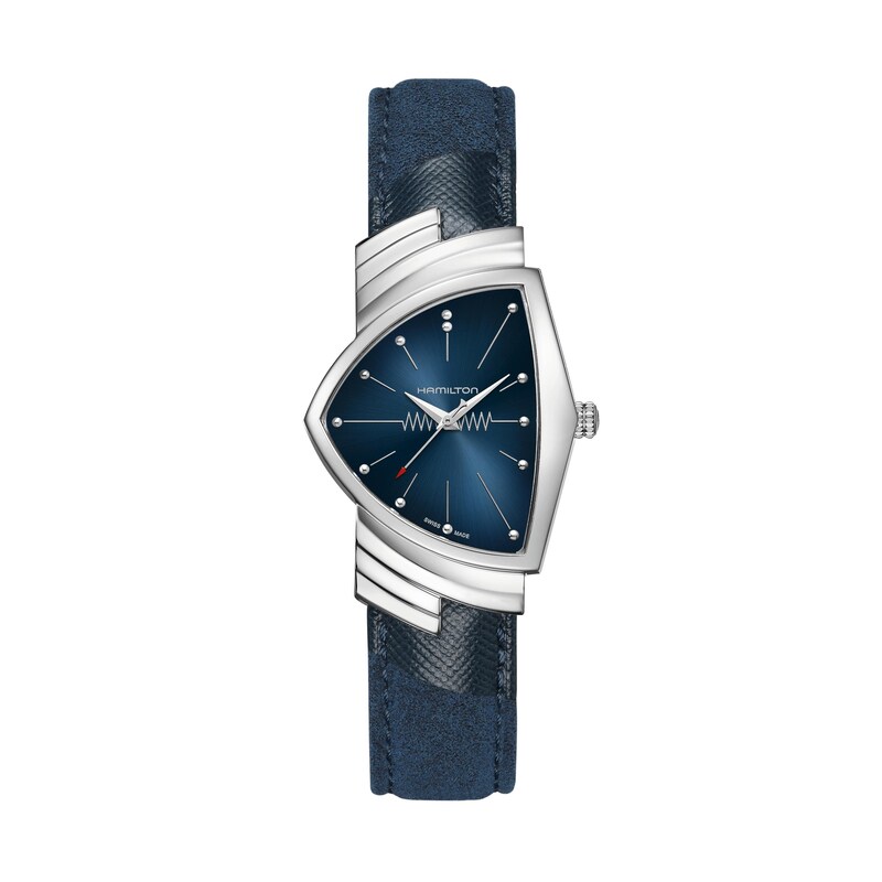 Hamilton Ventura Triangle Dial & Blue Suede Leather Strap Watch