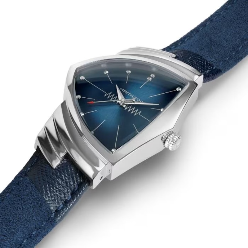 Hamilton Ventura Triangle Dial & Blue Suede Leather Strap Watch