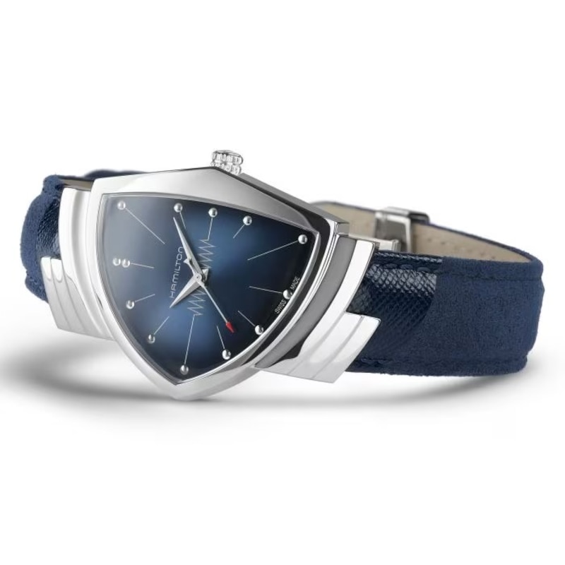 Hamilton Ventura Triangle Dial & Blue Suede Leather Strap Watch