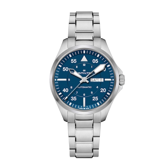Men's Hamilton Khaki Aviation Blue Dial & Stainless Steel Bracelet Watch
