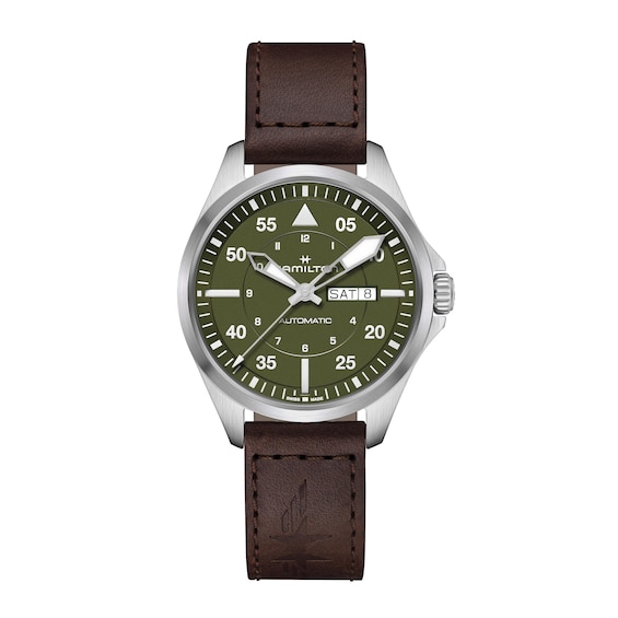 Men's Hamilton Khaki Aviation Brown Leather Strap Watch
