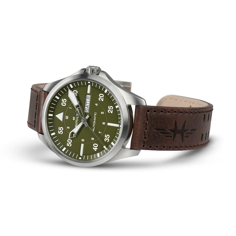 Hamilton Khaki Aviation Men's Brown Leather Strap Watch