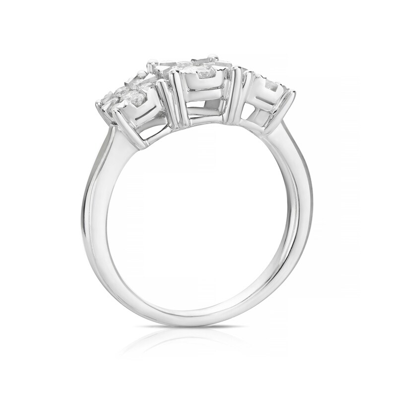 Main Image 3 of 9ct White Gold 0.50ct Total Diamond Cluster Trilogy Ring