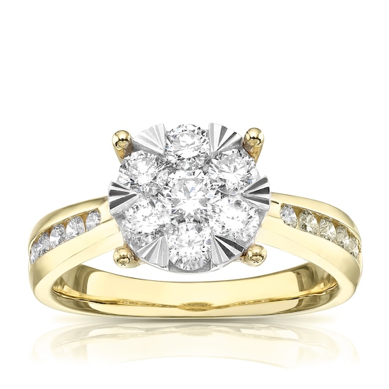 9ct Yellow Gold 1ct Diamond Cluster Ring