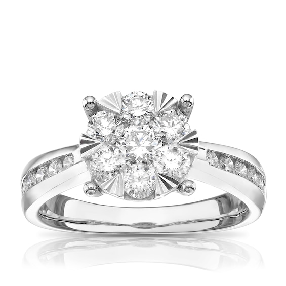 9ct White Gold 1ct Diamond Cluster Ring