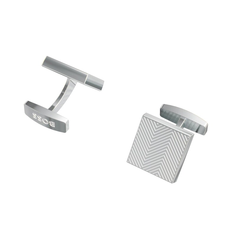 Main Image 1 of BOSS Men's Sterling Silver Line Detailing Square Cufflinks