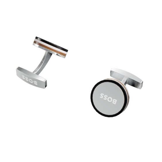 Men's Boss Silver Tone Brass & Tri Colour Cufflinks