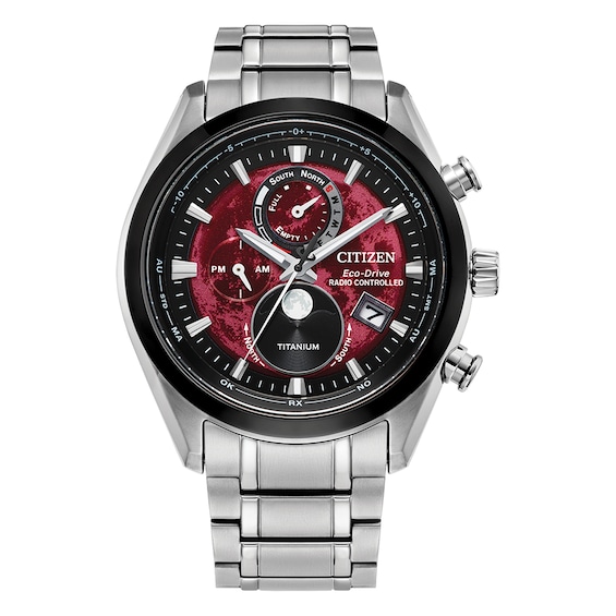 Men's Citizen Tsuki-Yomi Red Moon Phase Titanium Bracelet Watch