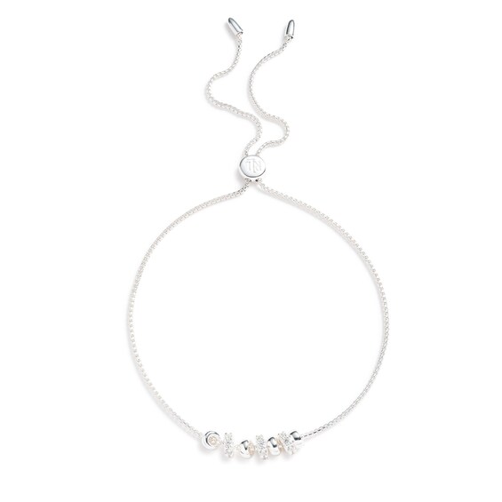 Lauren Ralph Lauren Sterling Silver and CZ Charm Bolo Bracel