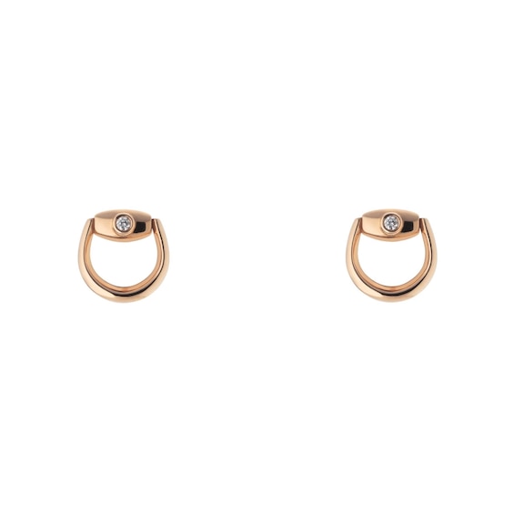 Gucci Horsebit 18ct Rose Gold Diamond Stud Earrings