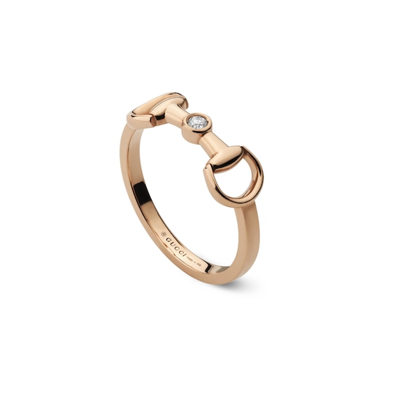 Gucci Horsebit 18ct Rose Gold Diamond Ring (Size N-O)