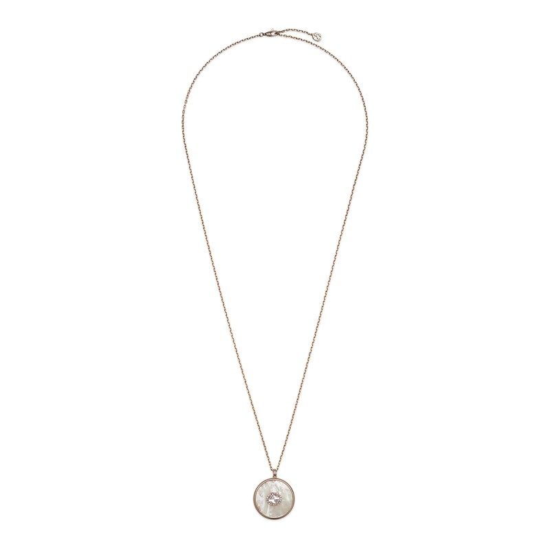 Main Image 1 of Gucci Interlocking 18ct Rose Gold Diamond & Mother Of Pearl Necklace