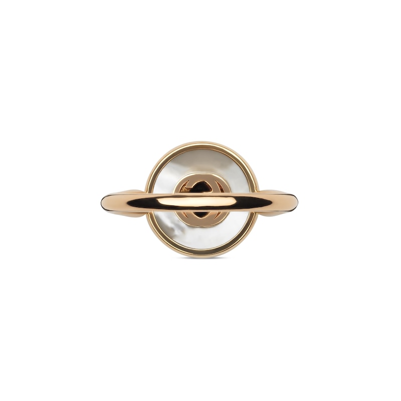 Gucci Interlocking 18ct Rose Gold Diamond & Mother Of Pearl Ring (Size L)