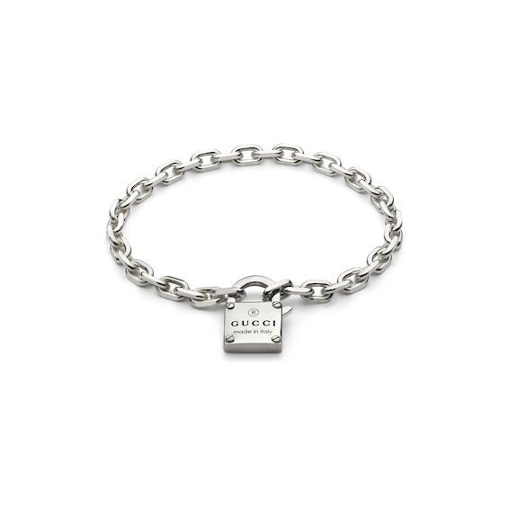 Gucci Trademark Sterling Silver Padlock Bracelet