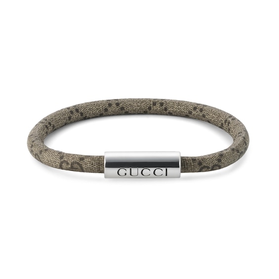 Gucci Trademark GG Supreme Sterling Silver and Beige Canvas 