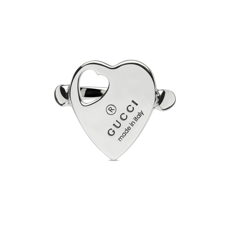 Main Image 2 of Gucci Trademark Sterling Silver Cut Out Heart Shaped Ring (Size K-L)