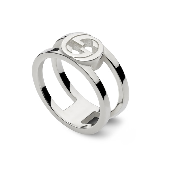Gucci Interlocking Sterling Silver Large Ring (Size O-P)