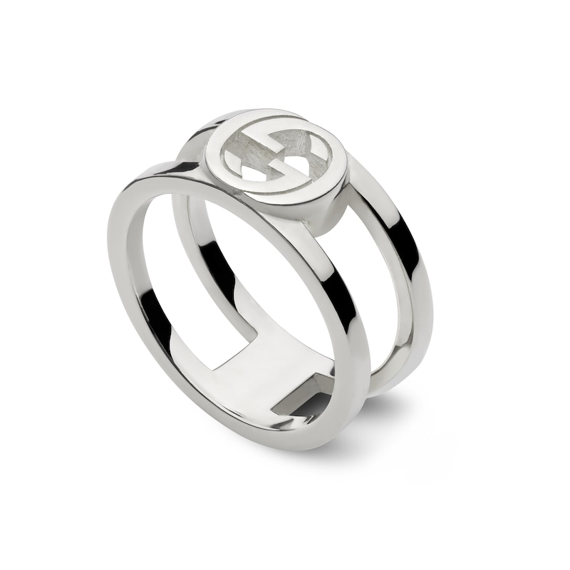 Main Image 1 of Gucci Interlocking Sterling Silver Large Ring (Size Q)