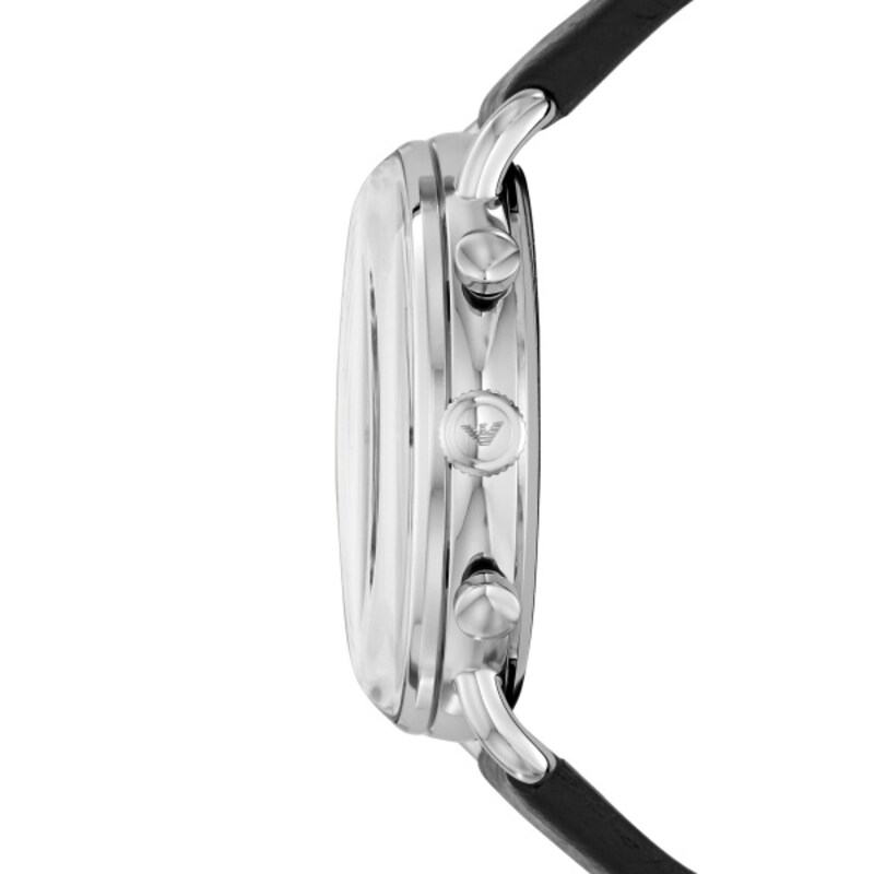 Main Image 2 of Emporio Armani Men's Black Leather Strap Watch