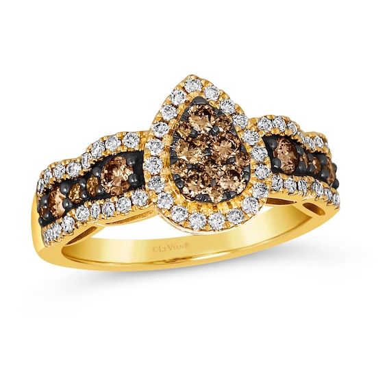 Le Vian 14ct Yellow Gold 0.80ct Chocolate Diamond Pear Shaped Ring