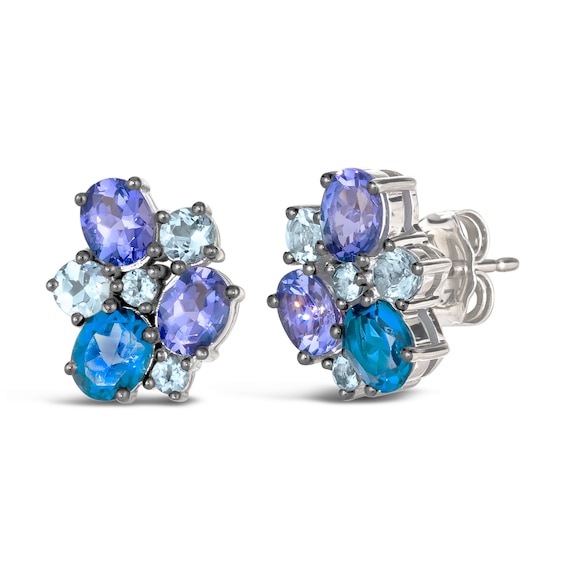 Le Vian 14ct White Gold Multi Gemstone Stud Earrings