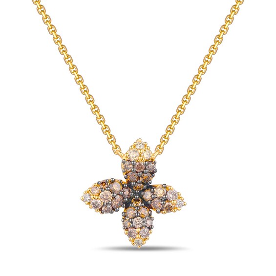 Le Vian 14ct Yellow Gold 0.40ct Chocolate Diamond Flower Shaped Pendant