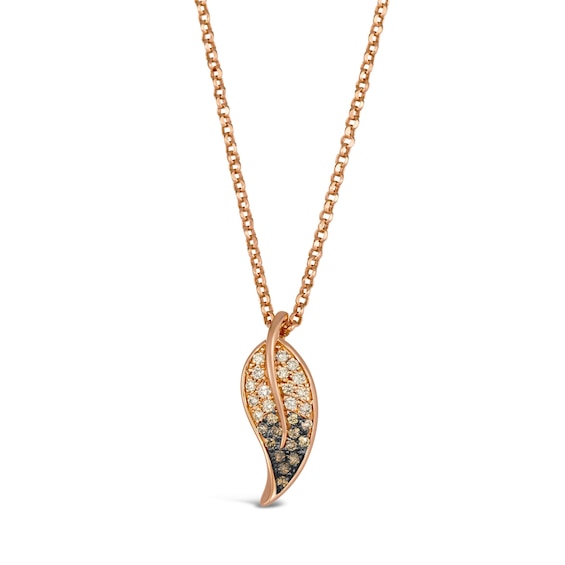 Le Vian 14ct Rose Gold 0.20ct Chocolate and Nude Diamond Feather Shaped Pendant
