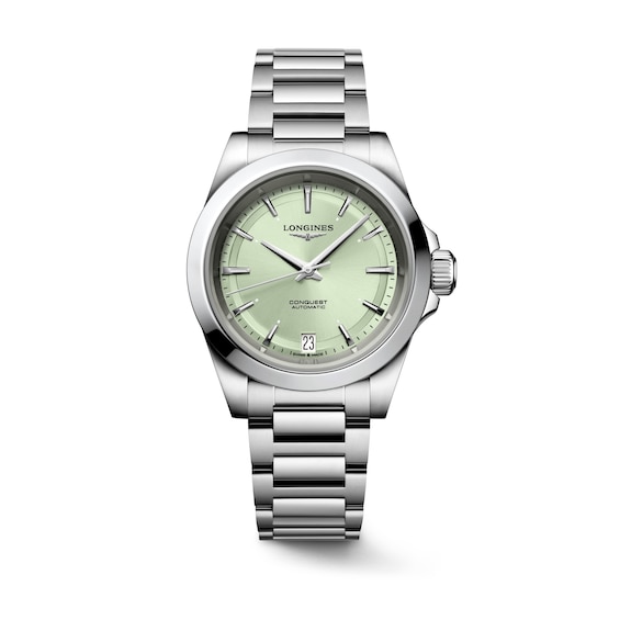 Women's Longines Conquest Green Dial Stainless Steel Bracelet Watch