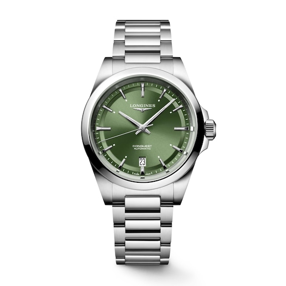 Men's Longines Conquest Green Dial & Stainless Steel Bracelet Watch