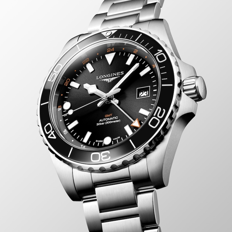 Longines HydroConquest Men's Black Dial & Stainless Steel Bracelet Watch