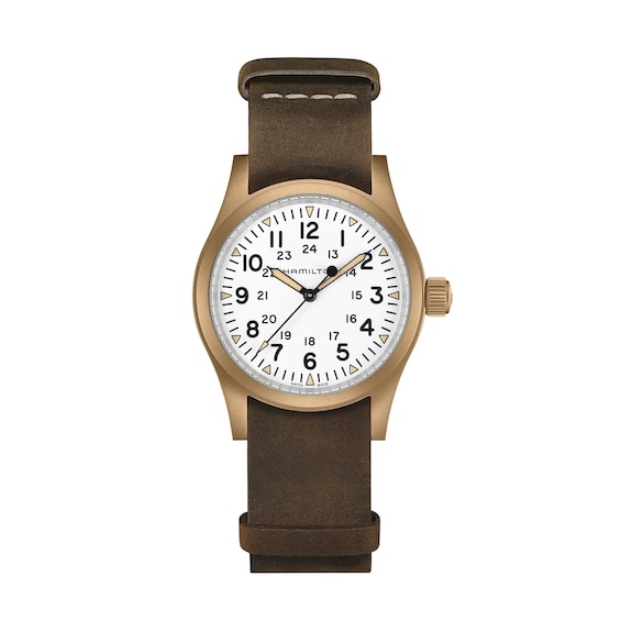 Hamilton Khaki Field Mechanical Bronze Mechanical Brown Leather  