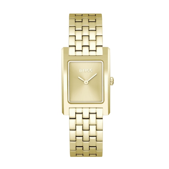 Boss Women's Gold Tone Lucy Light Ip Tank Watch With Green Dial - Image 7