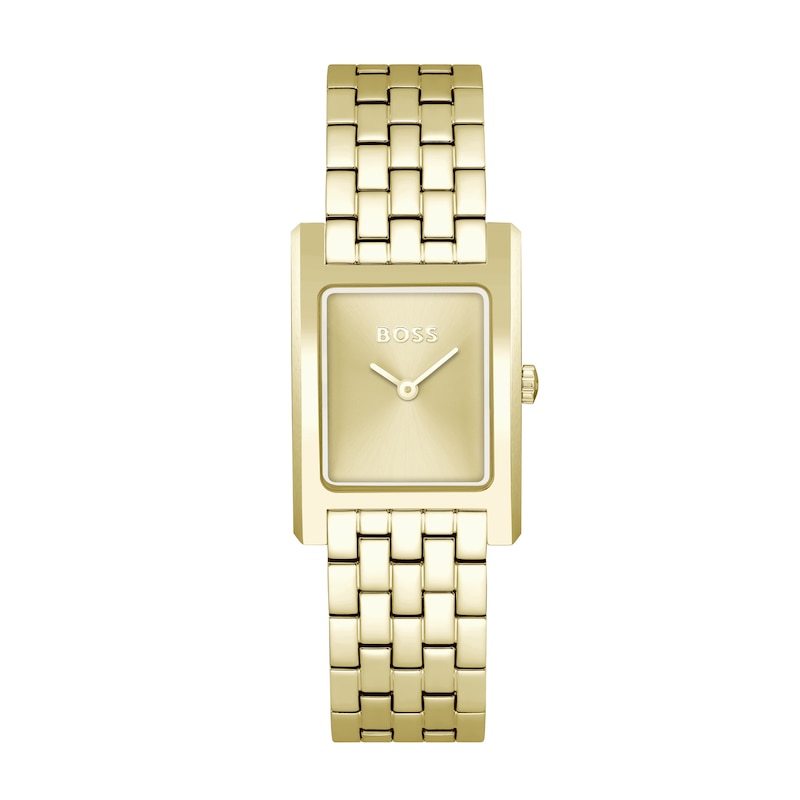 BOSS Leah Ladies' Gold IP Tank Bracelet Watch