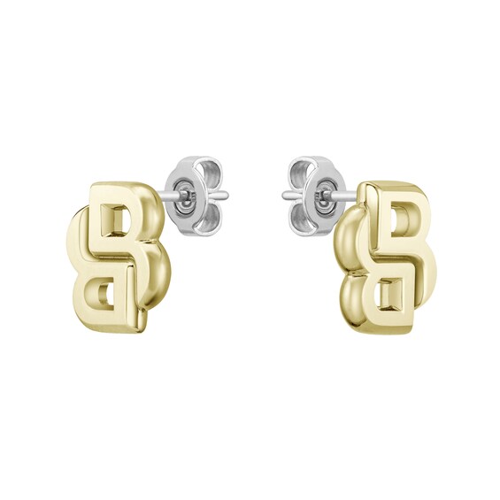 Women's Boss Double B ' Gold Tone Monogram Stud Earrings