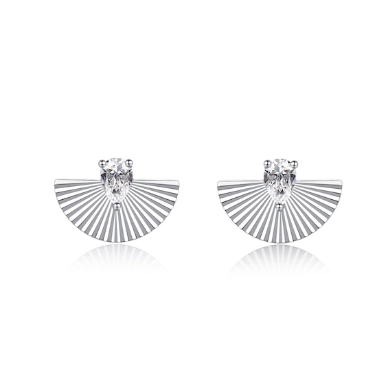 CARAT* LONDON Celene Sterling Silver Fan Shaped Stud Earring