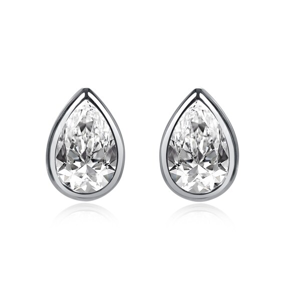 CARAT* LONDON Danu Ladies Sterling Silver Pear Shaped Stud E