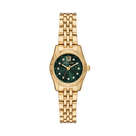 Women's Michael Kors Lexington Green Dial & Gold Tone Bracelet Watch