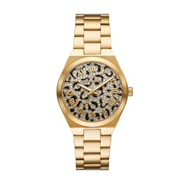 Michael Kors Lennox Ladies' Cheetah Print Dial & Gold Tone Bracelet Watch