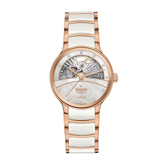 Rado Centrix Automatic Diamond and MOP Open Heart Dial White