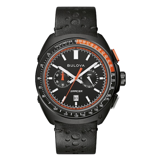 Bulova Racing Mens Chronograph Black Strap Watch
