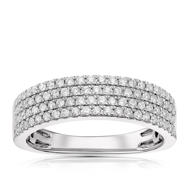 Main Image 1 of Platinum 0.50ct Diamond Four Row Half Eternity Ring