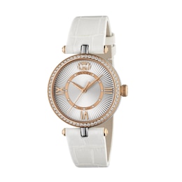 Gucci Model 2000 White Leather Strap Watch